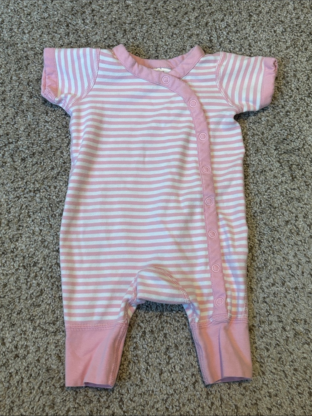 Hanna Andersson 100% Organic Cotton Striped Newborn Button Up One Piece Baby